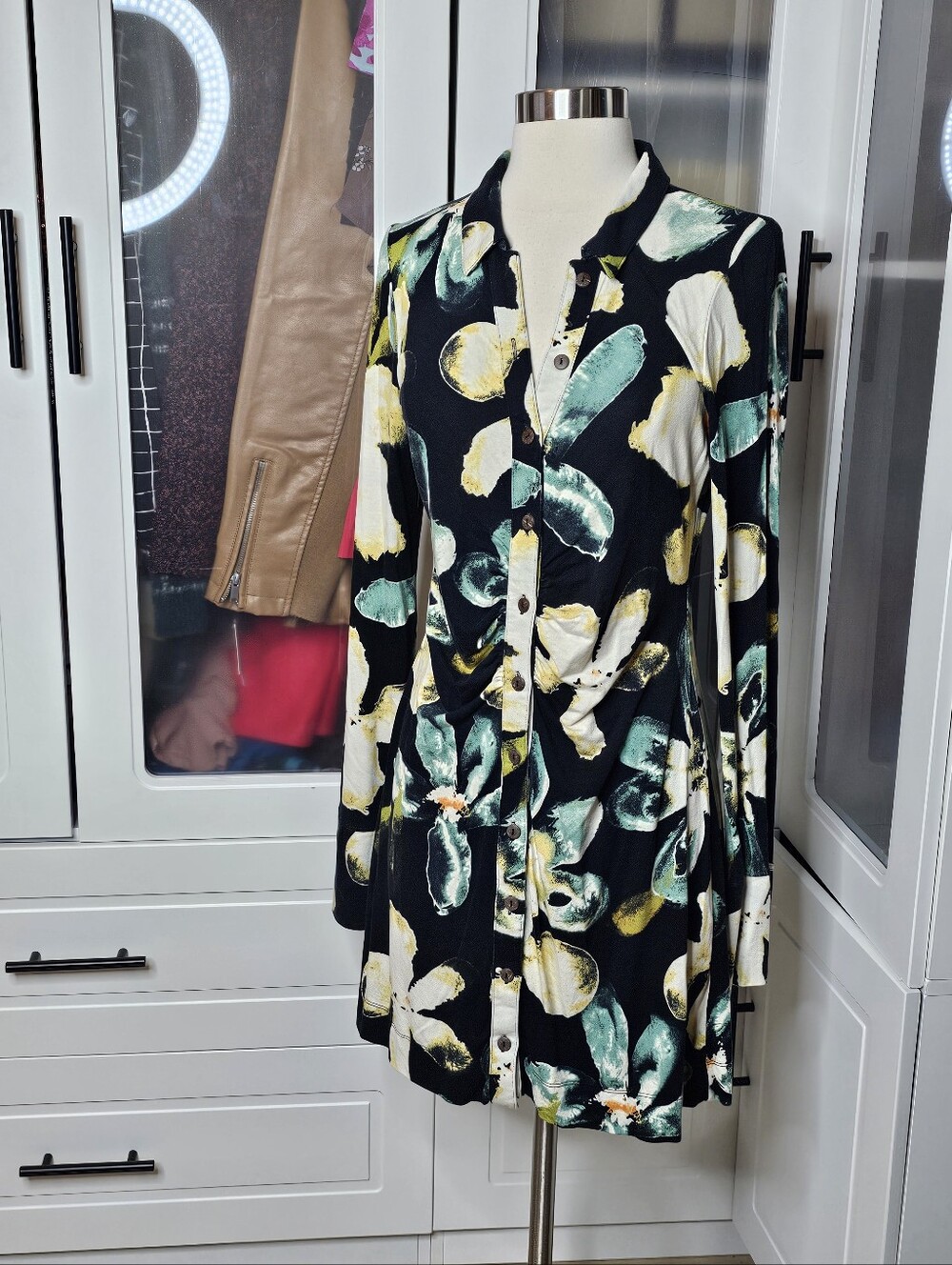 Free people yellow and green floral dress size small
